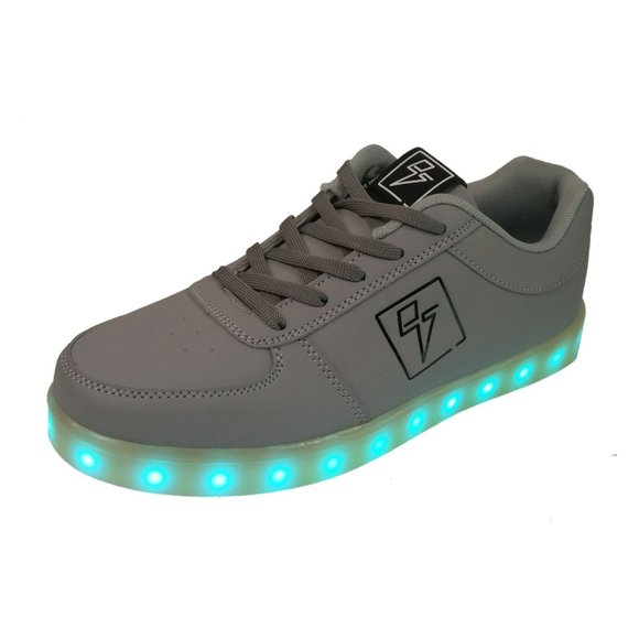 Electric Styles LED Shoes Mens Light Up Glow Sneakers Gray Lo Top Bolt EDM Rave - Picture 1 of 14